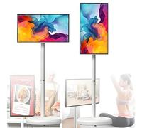 VsyPtyc 32 Inch FHD Smart Portable TV on Wheels, 8MP Camera, Built-in 4-6H Battery, Full Swivel Rotation, Rolling TV 1080P Touch Screen, Android 13 OS Monitor 6+128GB