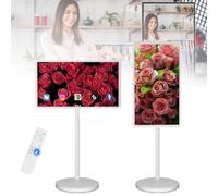 VsyPtyc 32 Inch FHD Smart Portable TV on Wheels, 8MP Camera, Built-in 4-6H Battery, Full Swivel Rotation, Rolling TV 1080P Touch Screen, Android 15 OS Monitor, Voice Remote, 6GB+128GB