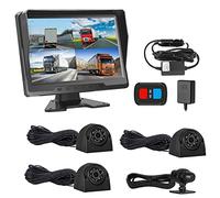 VSYSTO 4CH 1080P Truck Dash Cam, 10.1'' Monitor GPS Vehicle Reversing Camera Front & Side&Rear Cam,Infrared Night Vision Lens, Temperature Sensor, for Semi Trailer Van Tractor RV, Support Max 1TB