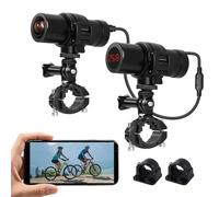 VSYSTO Bike Dash Cam, HD 2K Cycling Camera, 170° Wide Angle WiFi Waterproof Helmet Camera, Bike DVR Video Recorder with Power Supply, Night Vision, Brackets