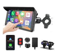 VSYSTO CS5 Motorcycle Dash Cam Motorcycle CarPlay and Android Auto with 5'' Waterproof Screen, 140° Wide Angle Front and Rear 1080P, WiFi, Si-ri/G00gle, Bluetooth, TPMS, GPS Navigation, Wired Control