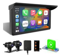 VSYSTO Motorcycle Carplay Screen, 5 Inches CarPlay & Android Auto, Waterproof Touchscreen Motorbike Dash Cam Front and Rear 1080P with Reversing Cam, GPS Navigation, Parking Monitoring, Night Vision