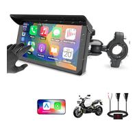 VSYSTO Motorcycle Carplay Screen, Wireless Carplay and Android Auto, 5 Inch HD Motorbike Touchscreen, Dual USB Port Power Cable, Temperature and Battery Voltage Display, Support GPS Navigation