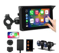 VSYSTO Motorcycle Carplay Screen, Wirelss Carplay Android Auto, Tire Pressure Sensors, Parking Monitoring, WiFi 5 Inch Touchscreen HD 1080P Front and Rear Camera Motorbike Dash Camera, GPS, G-sensor