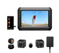 VSYSTO Motorcycle Dash Cam Bike Camera, Bicycle Camera Front and Rear 1080P, 4.0'' Screen Waterproof Action Camera with Selfie Lens, GPS, WiFi, Night Vision, TPMS, G-Sensor