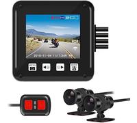 VSYSTO Motorcycle Dash Cam Motorbike Camera, 2.0‘’ Screen, 150° Wide Angle 1080P Front and Rear Cameras, Waterproof Bicycle Camera with WiFi, G-Sensor, Night Vision, Loop Recording, Wired Remote