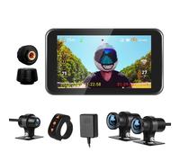 VSYSTO Motorcycle Dash Cam, WiFi Screen, 4.5'' LCD Dual Lens 1080P Front and Rear, 170° Wide Angle Waterproof Motorcycle Camera with GPS, TPMS, Night Vision