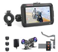 VSYSTO Motorcycle Dash Camera, 3 Tire Pressure Sensor, Parking Monitoring, WiFi 4'' Screen GPS 1080P 150° Wide Angle Front and Rear Camera Positive/Reversed/Side Electric Tricycle Motorbike DVR System