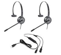 VT 2 x PLT-QD Pro Headsets with Noise Cancelling Mic + 1 x USB Y Training Cable - Bundle for Supervising, Monitoring & Team Training (PC/Mac)