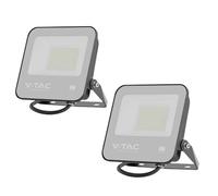 VT-4455 50W FLOODLIGHT Samsung CHIP 3000K Black Body Grey Glass 135LM/W | 6750 Lumens | 3000K Warm White | IP65 Waterproof | 135LM/W High Efficiency | 60 cm Wire | Pack of 2