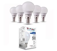 VTAC E14 LED Light Bulb, Small Screw Light Bulb, 5.5W 470lm, 40W Equivalent SES, Warm White 3000K Golf Ball, Energy Saving LED P45 Bulb, 220-240V, Non-Dimmable, Pack of 5