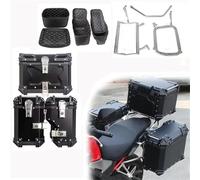 VTAIEX Motorcycle Storage Box for CFMOTO 700MT MT700 35L/45L Motorcycle Accessories Side Box Luggage Storage Trunk Travel Toolbox Aluminum(Black- Silver,35L+45L)