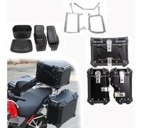 VTAIEX Motorcycle Storage Box for CFMOTO MT700 700MT Motorcycle Accessories Aluminum 35L/45L Luggage Trunk Saddlebag Side Boxes Toolbox Edge(Black- Silver,35L+45L)