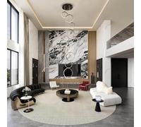 VTAMng 15 Ring Long Chandelier Modern Large Decorative Suspension Lighting High Ceiling Spiral Staircase pendant Lamp with Remote Control Modern LED Dimmable Hanging Light for Foyer Entry Living Room