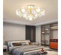 VTAMng Ceiling Lamp Modern Crystal Flower Decorative Ceiling Light E27 Gold Interior Decoration Stylish Chic Bedroom Mid-Century Chandelier Suitable for Living Room Dining Room Study Room