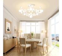 VTAMng Ceiling Lamp Retro Bedroom E27 Crystal Ball Ceiling Light Fireworks Dandelion Metal Sputnik Chandelier Medieval White Petals Creative Living Room Dining Room Kitchen Corridor Lighting(6 heads)