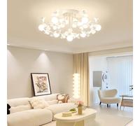 VTAMng Ceiling Lamp Retro Bedroom E27 Crystal Ball Ceiling Light Fireworks Dandelion Metal Sputnik Chandelier Medieval White Petals Creative Living Room Dining Room Kitchen Corridor Lighting(7 heads)
