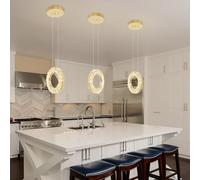 VTAMng Kitchen Island Pendant Light LED Modern Crystal Ceiling Lamp Round Crystal Bedside Lamp Dressing Table Chandelier Height Adjustable Suitable for Bedroom Living Room Bathroom Dining Room Corrido