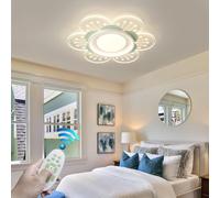 VTAMng LED ceiling lamp acrylic flower shape modern classic ceiling Light dimmable decoration bedroom lamp suitable for dining room living room bathroom with remote control chandelier(Green)