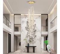 VTAMng LED Chandelier Large Staircase Lighting Modern Aluminum Large Pendant Light with Remote Control Restaurant Decorative Ceiling Light Suitable for High Ceiling Living Room Hotel Villa Hanging Lam