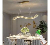 VTAMng LED pendant light dimmable crystal modern 58W hanging lamp dining table with remote control linear design dining room height adjustable decoration in Nordic style living room lamp kitchen Chand
