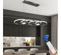 VTAMng LED Pendant Light Modern Ceiling Aluminum Hanging Lamp Height Adjustable 80W Chandelier Restaurant Light Fixture Table Top with Remote Control Dimming Suitable for Living Room Kitchen Island(Bl