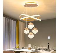 VTAMng Modern Gold LED Dining Table Chandelier Dimmable Pendant Light Suitable for Kitchen Island Dining Room Living Room Modern Ceiling Light Adjustable Height Home Decor Lighting Fixture(Gold,Regula