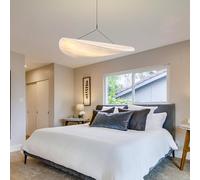 VTAMng Modern Silk Pendant Light LED Large White Hanging Light Fixture Nordic Style Adjustable Height Ceiling Lamp Wabi Sabi Deco Chandelier for Living Room Kitchen Island Dining Room