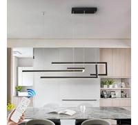 VTAMng Pendant Light Modern LED Simple Style Hanging Lamp Dimmable Aluminum Height Adjustable Lights Linear Dining Room Chandelier Indoor Lighting Fixture Kitchen Island Cafe Bar Decoration(Black,150c