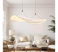 VTAMng Pendant Light Modern Silk Hanging Lamp Large White Light Fixture Nordic Style Adjustable Height Pendant Ceiling Lights Wabi Sabi Deco Chandelier for Living Room Kitchen Island Dining Room