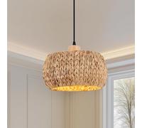 VTAMng Rattan Pendant Light boho hanging light Fixture Kitchen Island E27 Handwoven wicker Flush Mount ceiling light fixtures Coastal Natural rattan chandelier for dining room Bedroom Living Room Hall