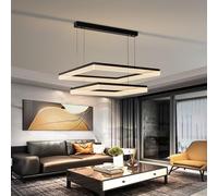 VTAMng Rectangular Chandelier LED Dimmable Large Living Room Pendant Light Height Adjustable Decorative Lighting Aluminum Hanging Lamp Suitable for Kitchen Island Restaurant Hotel Cafe(80cm+60cm)