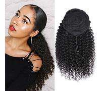 VTAOZI Ponytail Extension Curly Human Hair With Lace Ponytail For Black Women 9A Brazilian Human Hair Natural Black 14 Inch Ponytail Extension With