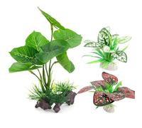 Vtapliea 3pcs Betta Silk Leaf Plants Artificial Cave Aquarium Plants