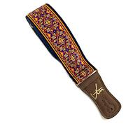 Vtar Handmade 60s 70s Magic Carpet Guitar Strap in Clapton, Made with Vegan Leather. For Acoustic, Bass and Electric