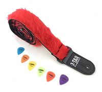 Vtar Soft Fur Design Adjustable Acoustic Electric Guitar Strap (Red Fur)