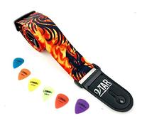 Vtar Vegan Orange Flame Tribal Dragon Design Acoustic Electric Guitar Strap with Adjustable Length