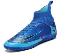 VTASQ Boys Football Boots Kids Astro Turf Trainers Junior Football Shoes Girls Soccer Shoes Indoor Outdoor Athletic Sneakers Non-Slip Sports Shoes Unisex Blue UK 2.5