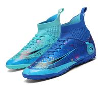 VTASQ Boys Football Boots Kids Astro Turf Trainers Junior Football Shoes Girls Soccer Shoes Indoor Outdoor Athletic Sneakers Non-Slip Sports Shoes Unisex Blue/Turquoise UK 6