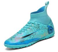 VTASQ Boys Football Boots Kids Astro Turf Trainers Junior Football Shoes Girls Soccer Shoes Indoor Outdoor Athletic Sneakers Non-Slip Sports Shoes Unisex Turquoise UK 2