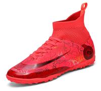 VTASQ Boys Football Boots Kids Astro Turf Trainers Junior Football Shoes Girls Soccer Shoes Indoor Outdoor Athletic Sneakers Non-Slip Sports Shoes Unisex Red UK 3.5