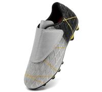 VTASQ Boys Football Boots Kids Girls Football Shoes Firm Ground Soccer Trainers Athletics Sport Shoes Teenager Profession Competition Indoor Outdoor Cleats Sneakers Black Silver UK2.5