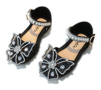 VTASQ Girl Sandals Glitter Princess Shoes Dress Up Bling Bowknot Flats Comfort Mary Jane Dance Party Cosplay Shoe for Little Girls Black UK 10