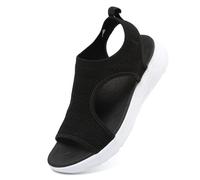 VTASQ Sandals for Women Orthopedic Sandals with Arch Support Summer Slip on Ladies Wedge Slingback Walking Slip on Platform Shoes Casual Beach Comfy Washable Slide Sport B/W 4UK