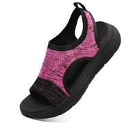 VTASQ Sandals Womens Summer Wedge Sandals Slingback Orthopedic Slide Sport Sandals Walking Sandals Beach Water Shoes Casual Thick Bottom Knit Sandals Open Toe Black Rose Red UK 4