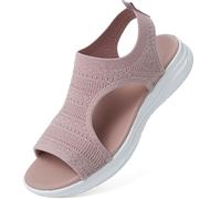 VTASQ Summer Washable Slingback Orthopedic Slide Sport Sandals Thick Bottom Fish Mouth Comfy Sports Knit Mesh Platform Soft Sole Casual Women's Beach Sandals Pink 6UK