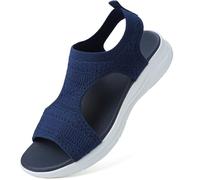 VTASQ Summer Washable Slingback Orthopedic Slide Sport Sandals Thick Bottom Fish Mouth Comfy Sports Knit Mesh Platform Soft Sole Casual Women's Beach Sandals Blue 4UK