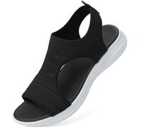 VTASQ Summer Washable Slingback Orthopedic Slide Sport Sandals Thick Bottom Fish Mouth Mesh Platform Soft Sole Casual Women's Beach Sandals Black 5.5UK