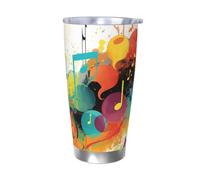 VTCTOASY 20 Oz Stainless Steel Tumbler Vacuum Insulated Tumblers with Lid Abstract Music Themed Coffee Mug for Travel Double Wall Insulated Cup Coffee Mug for Home Work Without Straw