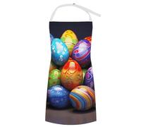 VTCTOASY Adjustable Apron with 2 Pocket Apron for Women Men Cartoon Panda Bear Bib Chef Aprons for Cooking, Easter Eggs, 70x80cm